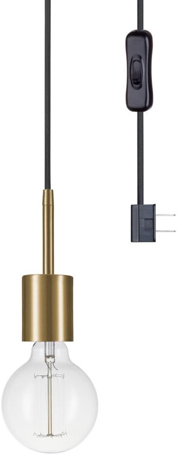 Matte Brass Gold Fabric Cord Plug-in Pendant Lighting A829