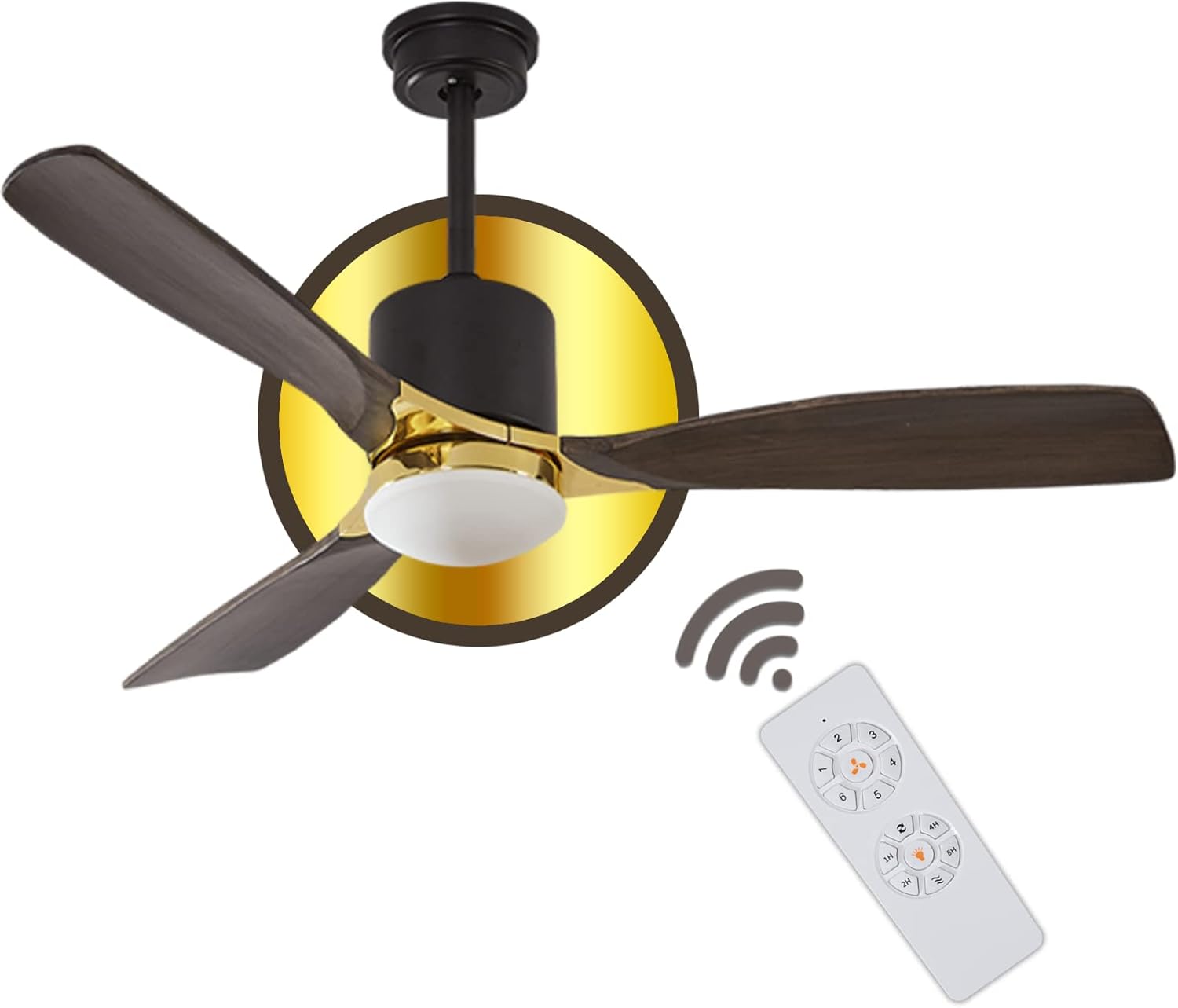 52 inch Ceiling Fan With Light Remote Control Walnut A44091