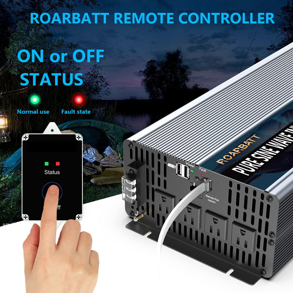 4000Watt 12V DC to AC 110V 120V Power Inverter with Remote Control 4 AC Outlets Dual USB Port R4547
