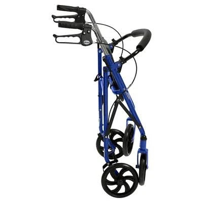 Blue Four Wheel Rollator Walker with Removable Back Support E610