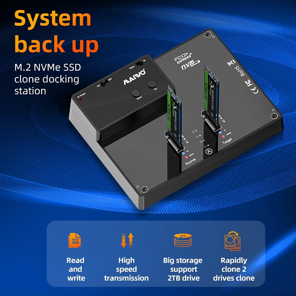 Portable Dual Bay M.2 NVME Docking Station Y949