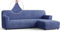 Blue Right-Facing Chaise Sectional Sofa Slipcover W893211