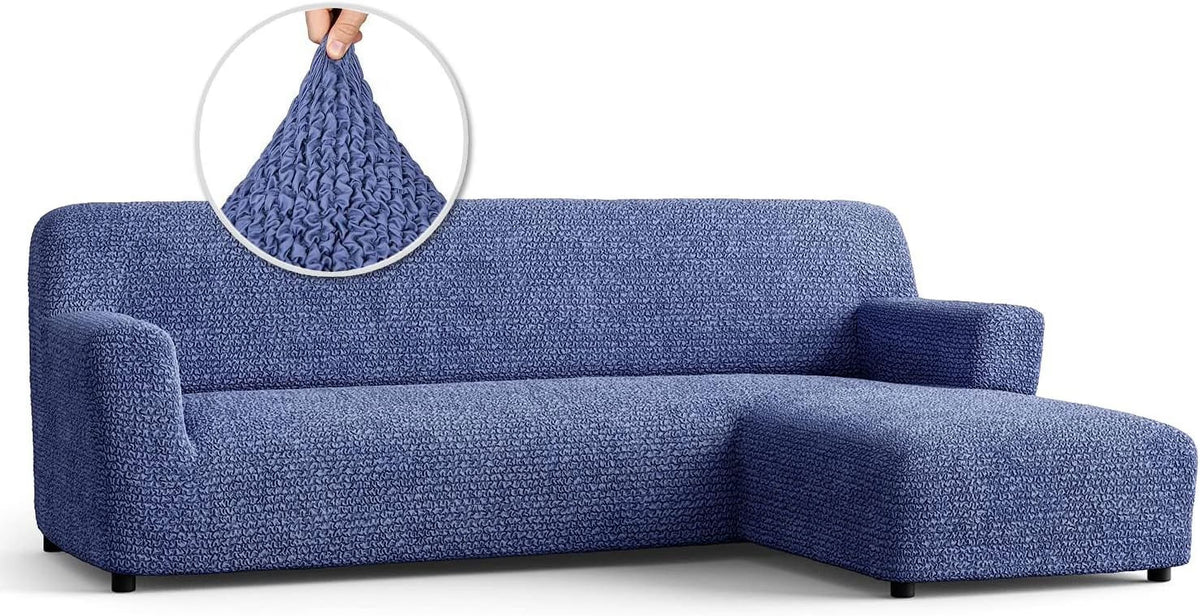Blue Right-Facing Chaise Sectional Sofa Slipcover W893211