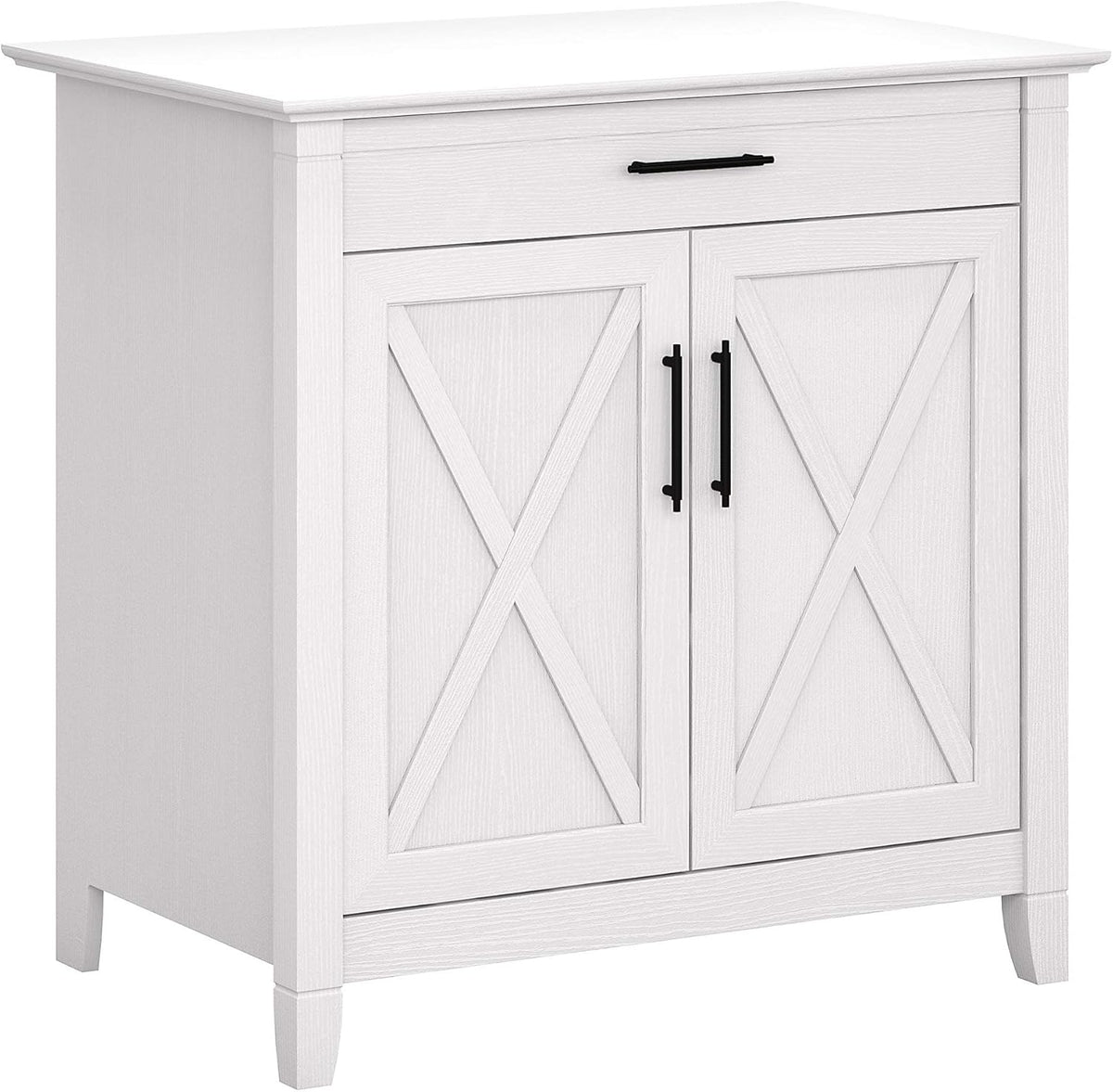 Pure White Oak Secretary Desk with Keyboard Tray and Storage Cabinet B544870