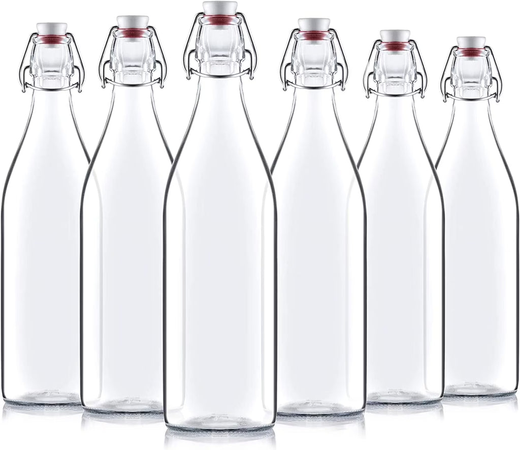 Clear Glass Swing Top Bottles 6 Pack 1 Liter I508