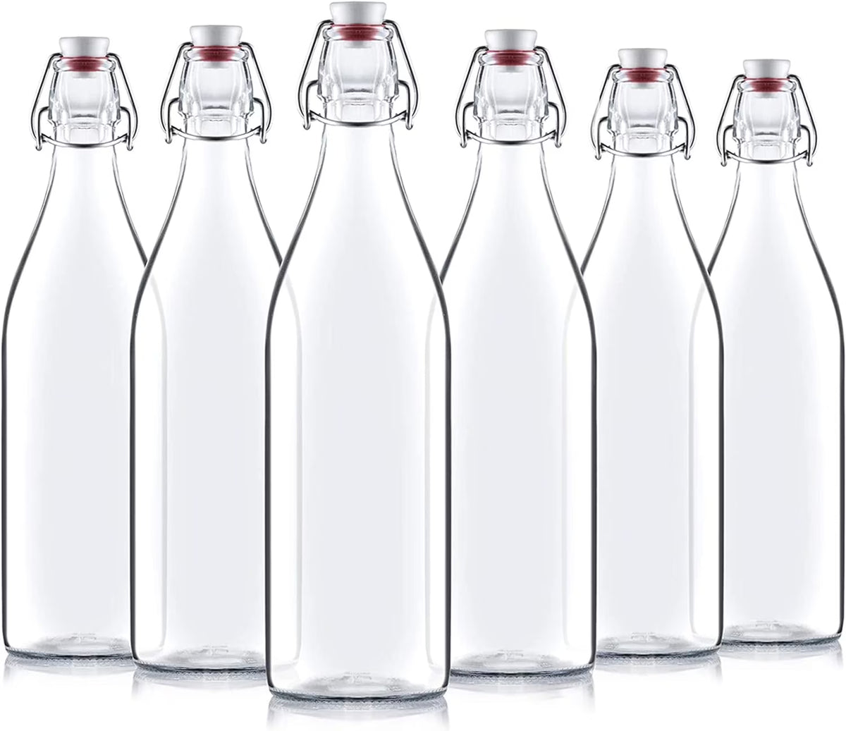 Clear Glass Swing Top Bottles 6 Pack 1 Liter I508