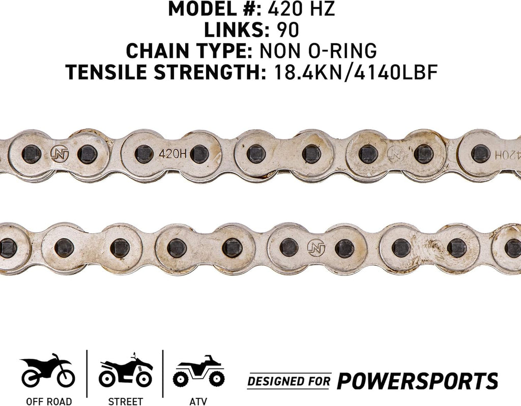 Drive Sprocket Chain Combo Front 15 Rear 32 Tooth 420HZ Standard 90 Links Pack of 2 A389866