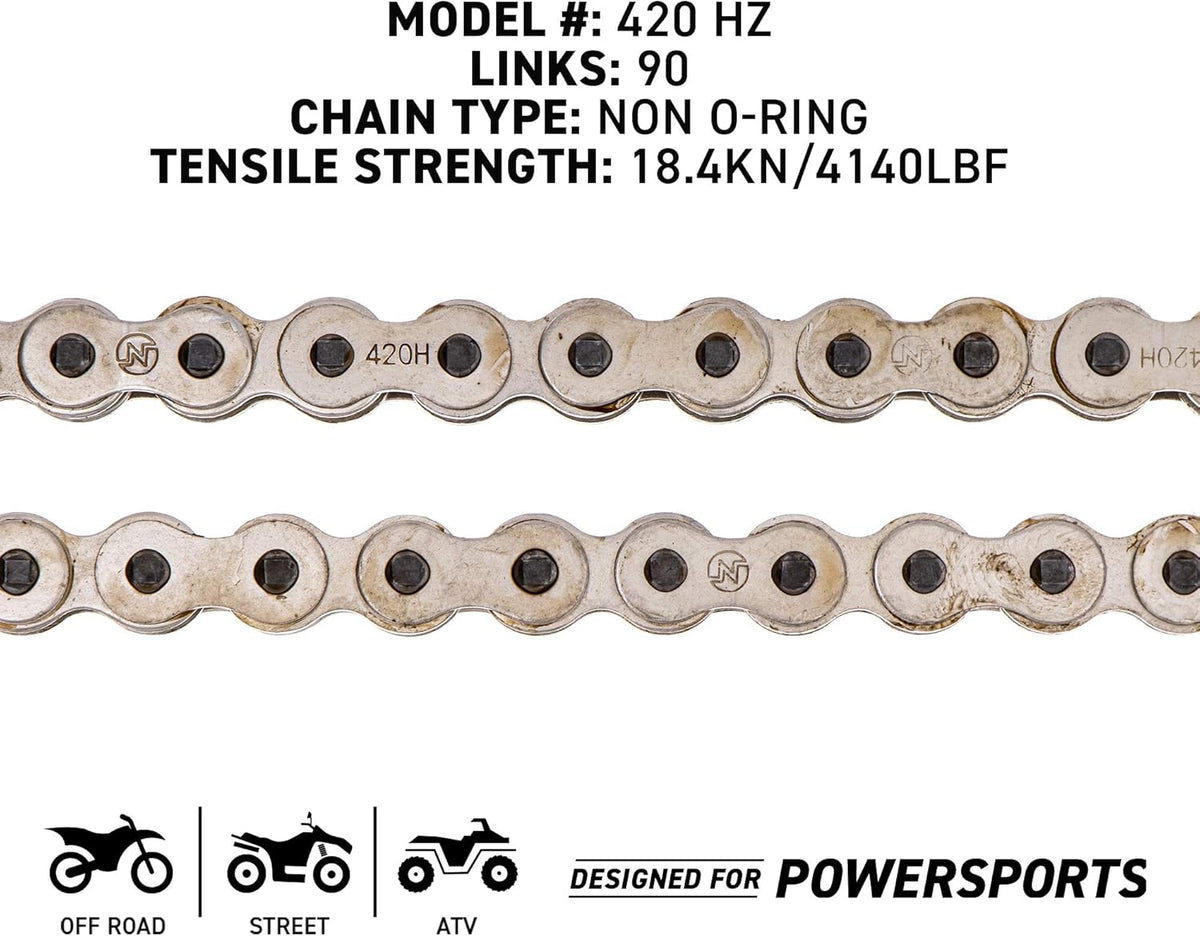 Drive Sprocket Chain Combo Front 15 Rear 32 Tooth 420HZ Standard 90 Links Pack of 2 A389866
