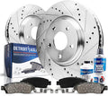 Front Drilled and Slotted Rotors + Brake Pads 6pc Set P3769