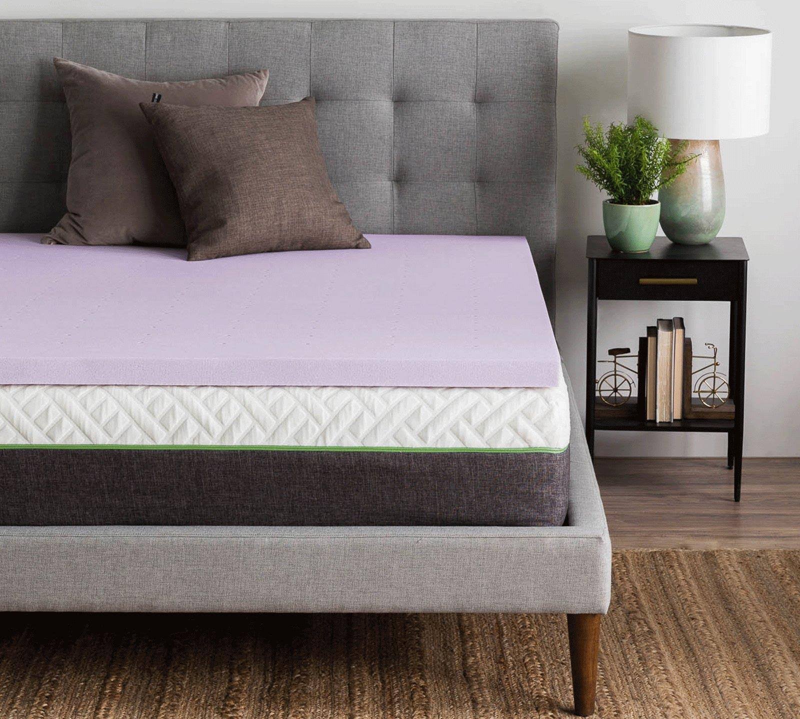 Queen 2 inch Lavender Memory Foam Mattress Topper M3136
