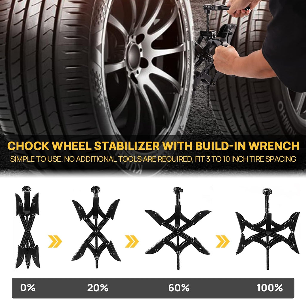 2 Packs RV Wheel Stabilizer with Integrated Wrench, Open 3'' to 10'' C343