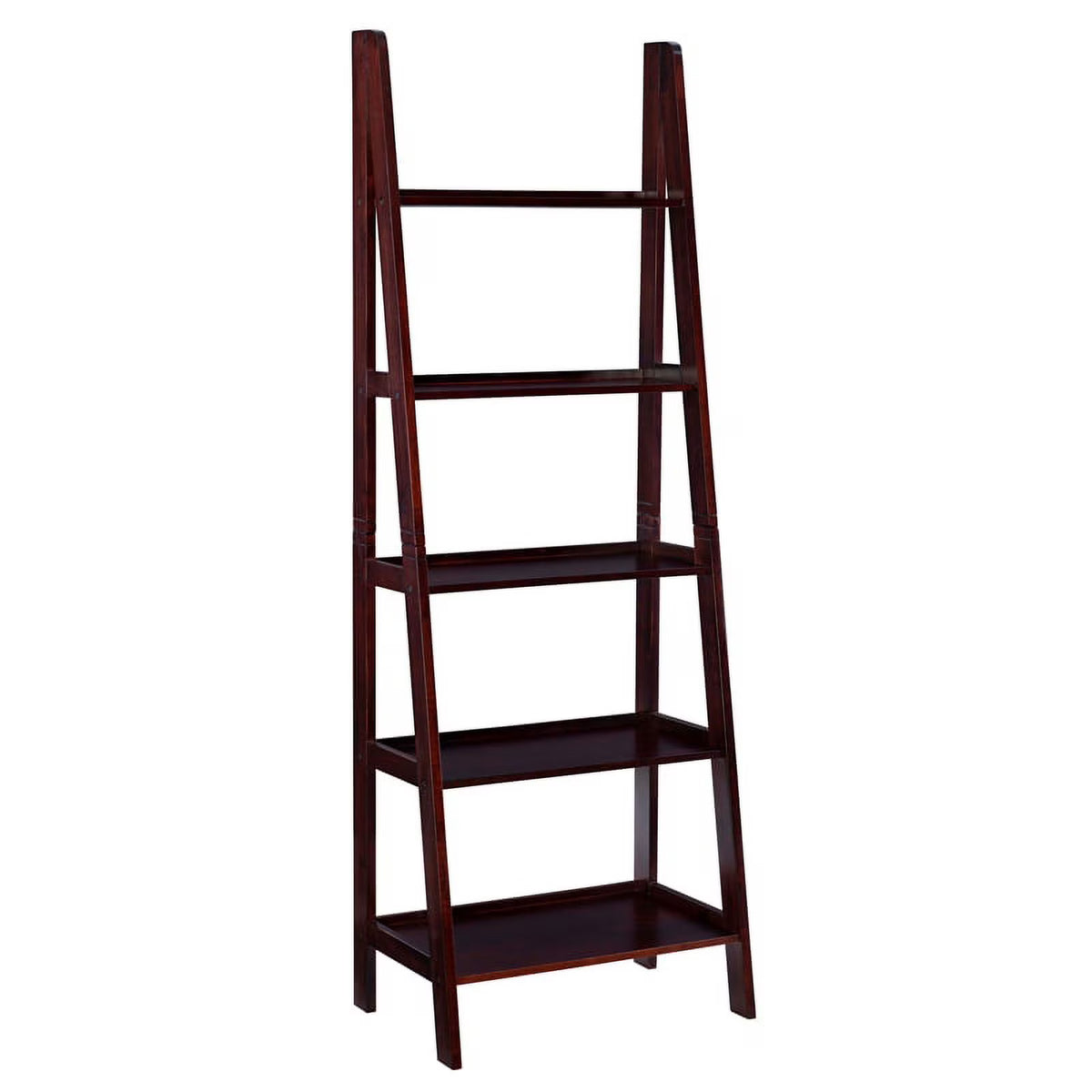 5-Shelf Wood Ladder Bookshelf in Espresso L430913