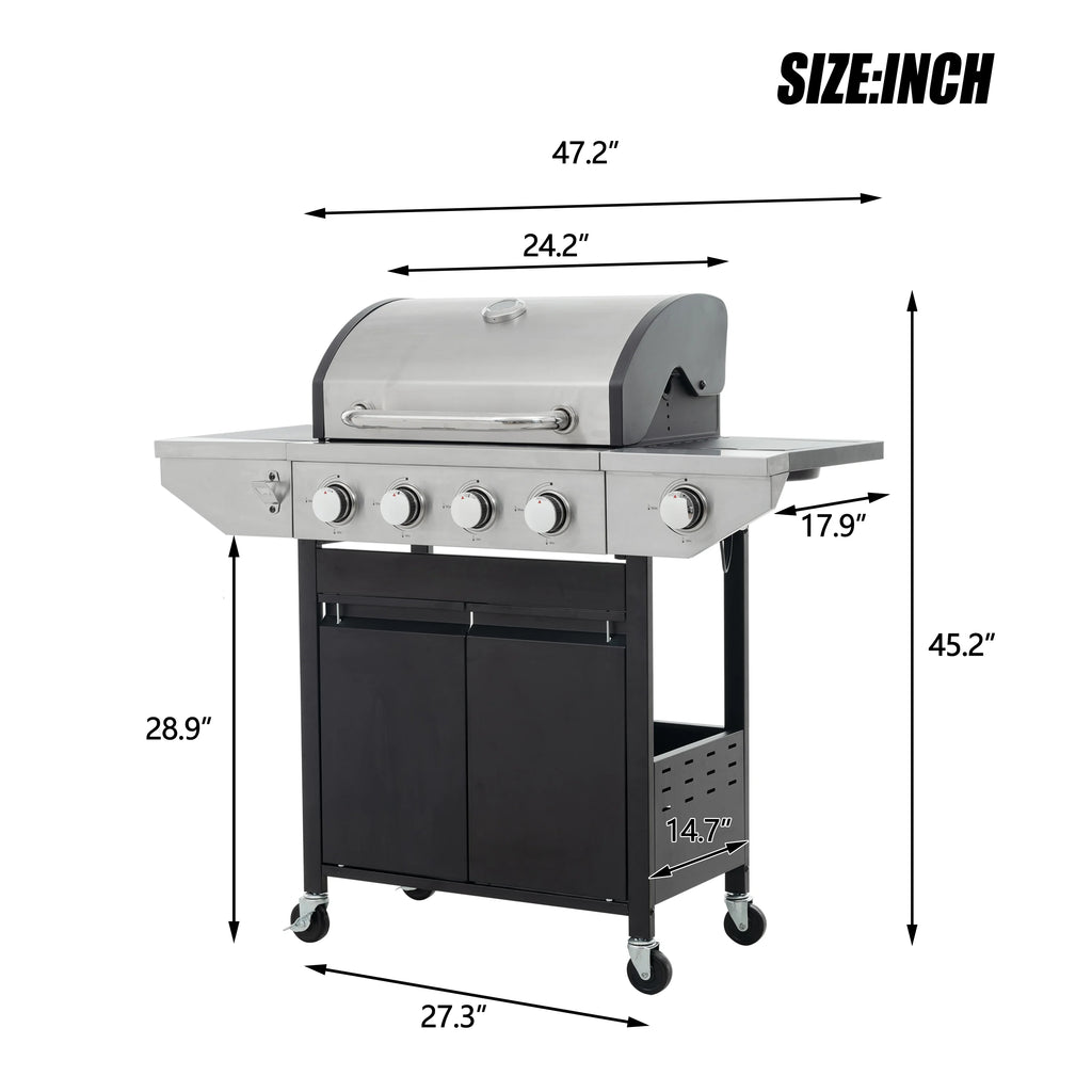 Liquid Propane Gas Grill BBQ Gas Oven with Side Burner W478076