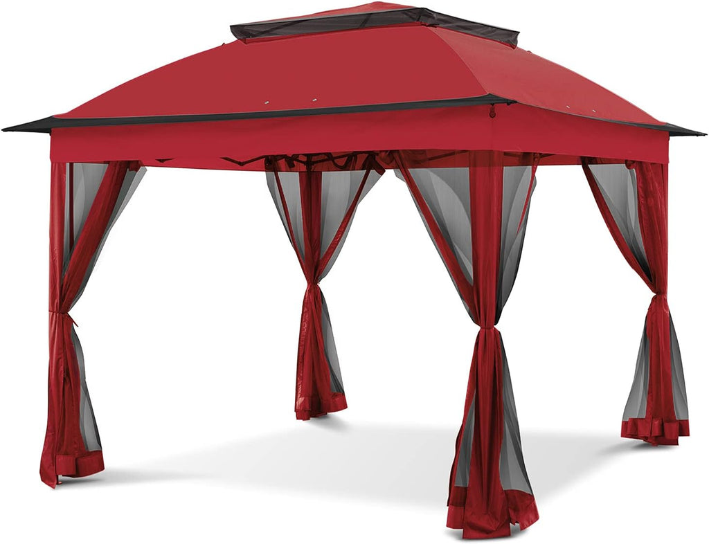 Red Pop-Up Gazebo Tent with Mosquito Netting I4599