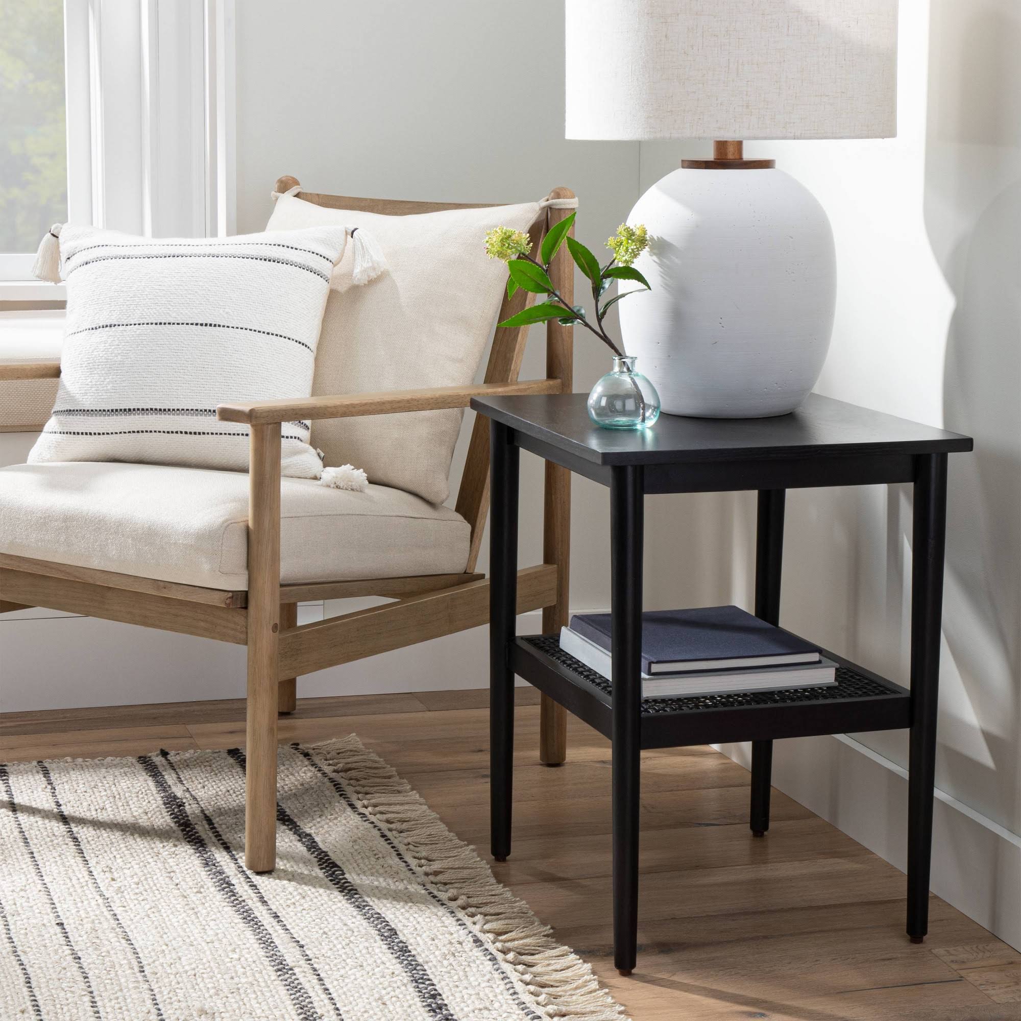 Black Wood & Cane Accent Table K234511