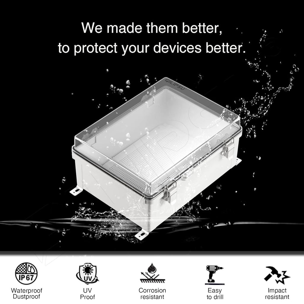 Clear Hinged Cover Junction Box with Mounting Plate, IP67 Waterproof ABS Plastic Grey R378742