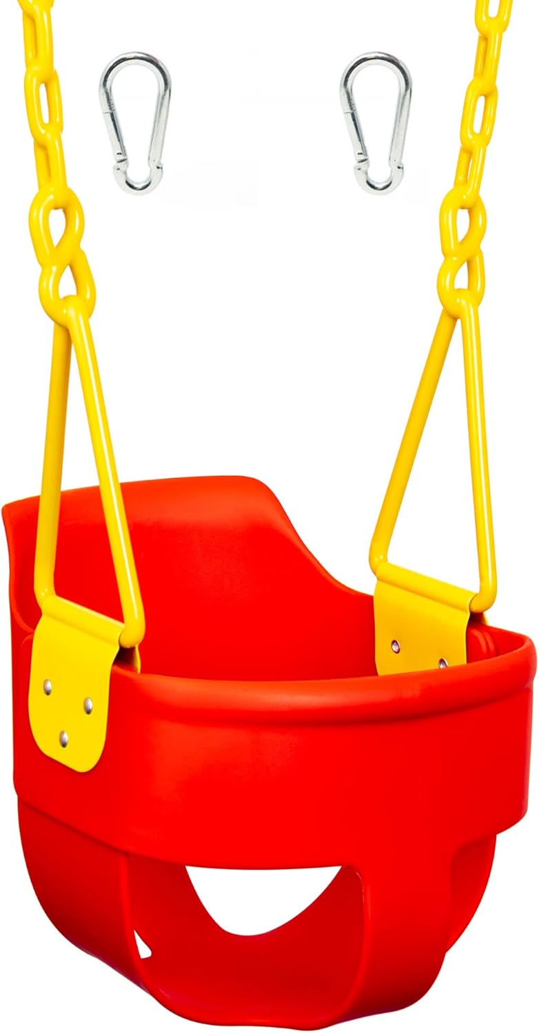 Blue Full Bucket Toddler Swing Seat with Plastic Coated Chains and Carabiners, Pack of 2 B559945