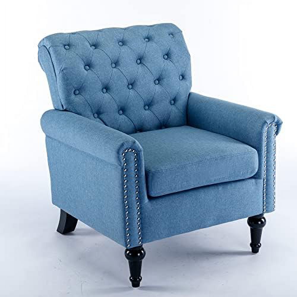 Chenille Fabric Accent Chair with Footrest D8925