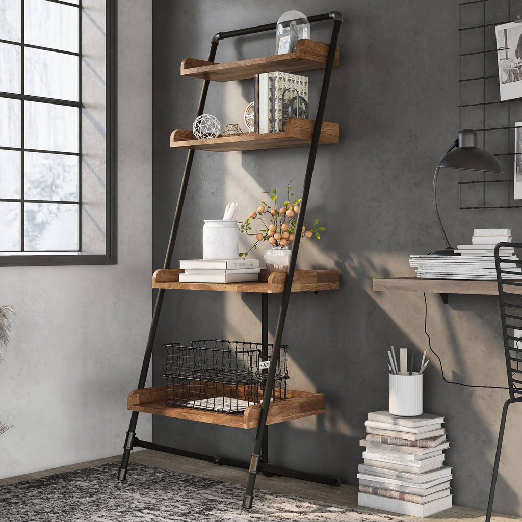 Light Hickory 2-Piece Desk and Display Shelf Set S923823