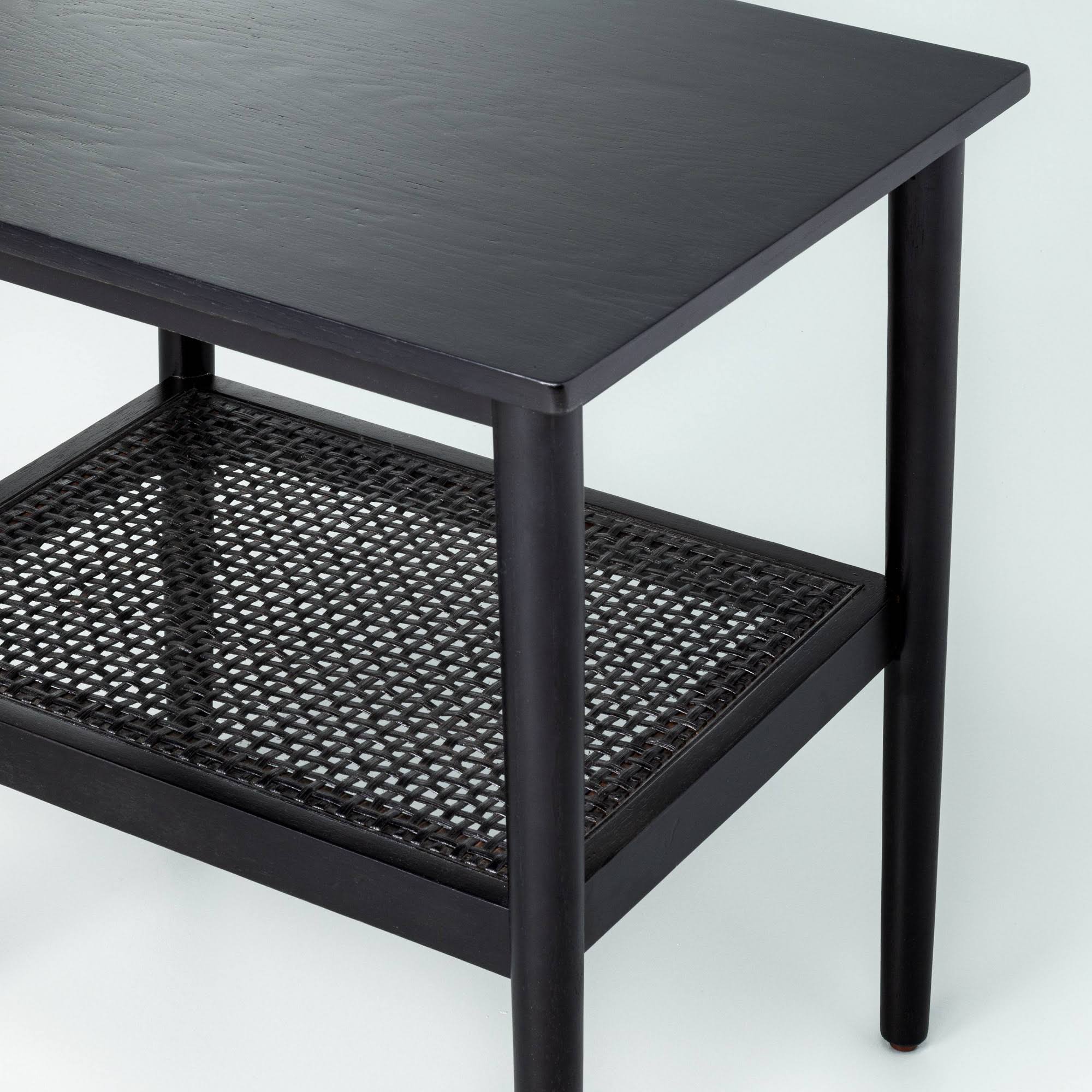Black Wood & Cane Accent Table K234511