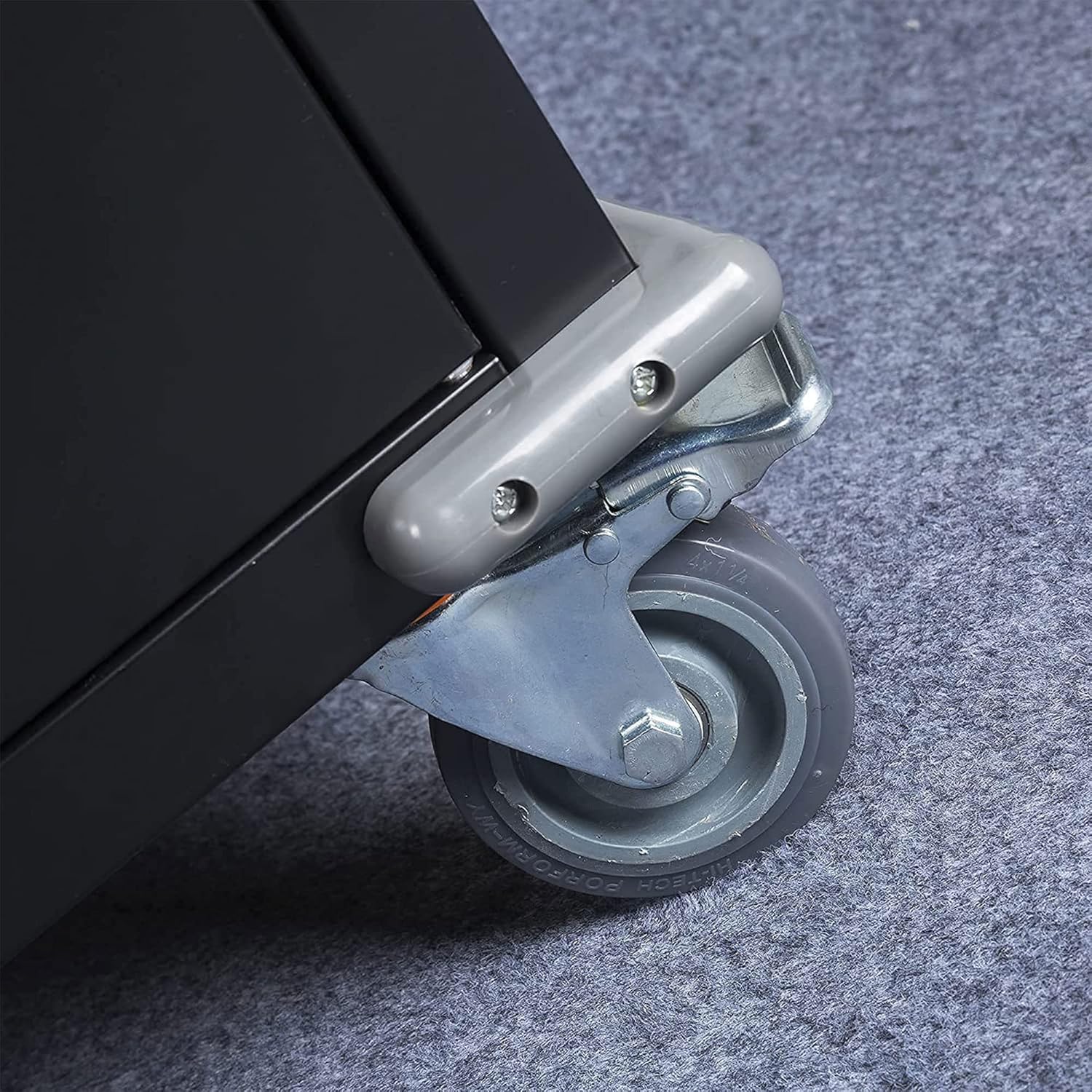 Black Metal Storage Cabinet with Wheels, 72 Inches I9021