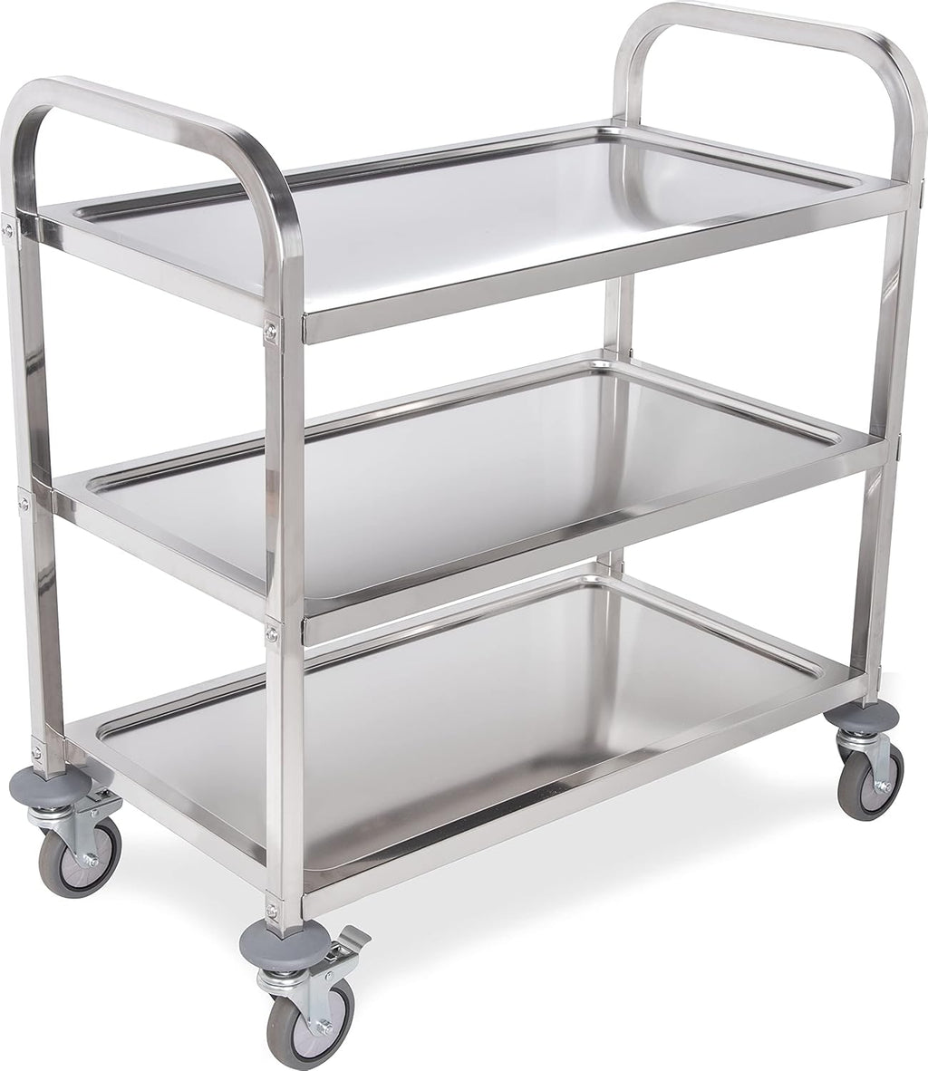 3 Shelf Stainless Steel Utility Cart, 400 Pound Capacity I1094