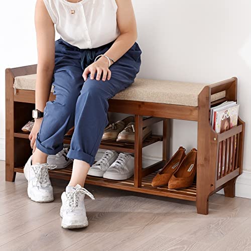 Shoe Storage Bench with Storage Basket and Side Drawer Y8225