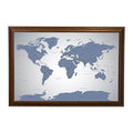 Blue Ice World Push Pin Travel Map with Brown Frame and Pins - 27.5 Inches x 39 C375390
