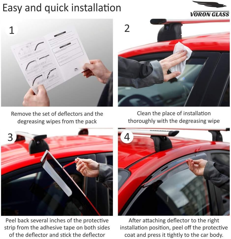 Glass Tape-on Rain Guards for Toyota Corolla Sedan, 4 Pieces Y88155