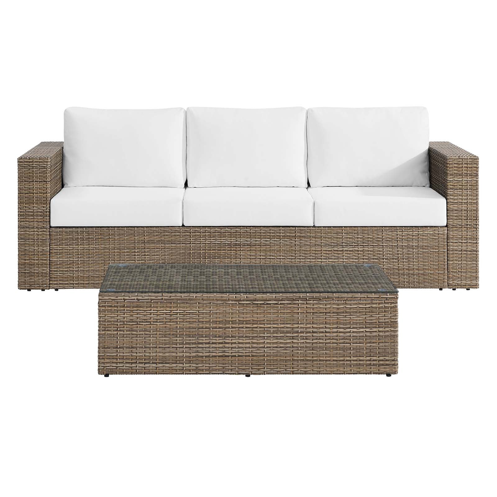 2-Piece Outdoor Patio Furniture Set in Cappuccino White O613