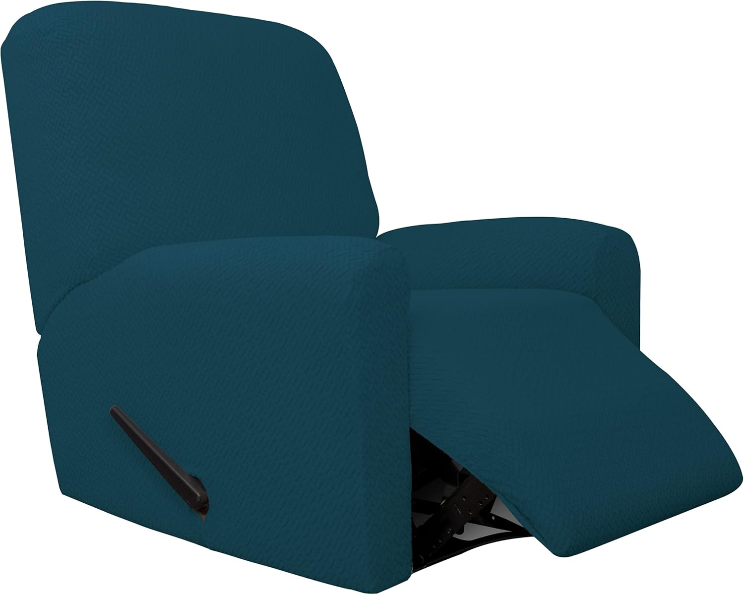 4-Piece Stretch Jacquard Recliner Sofa Cover with Elastic Loop, Dark Gray F586960