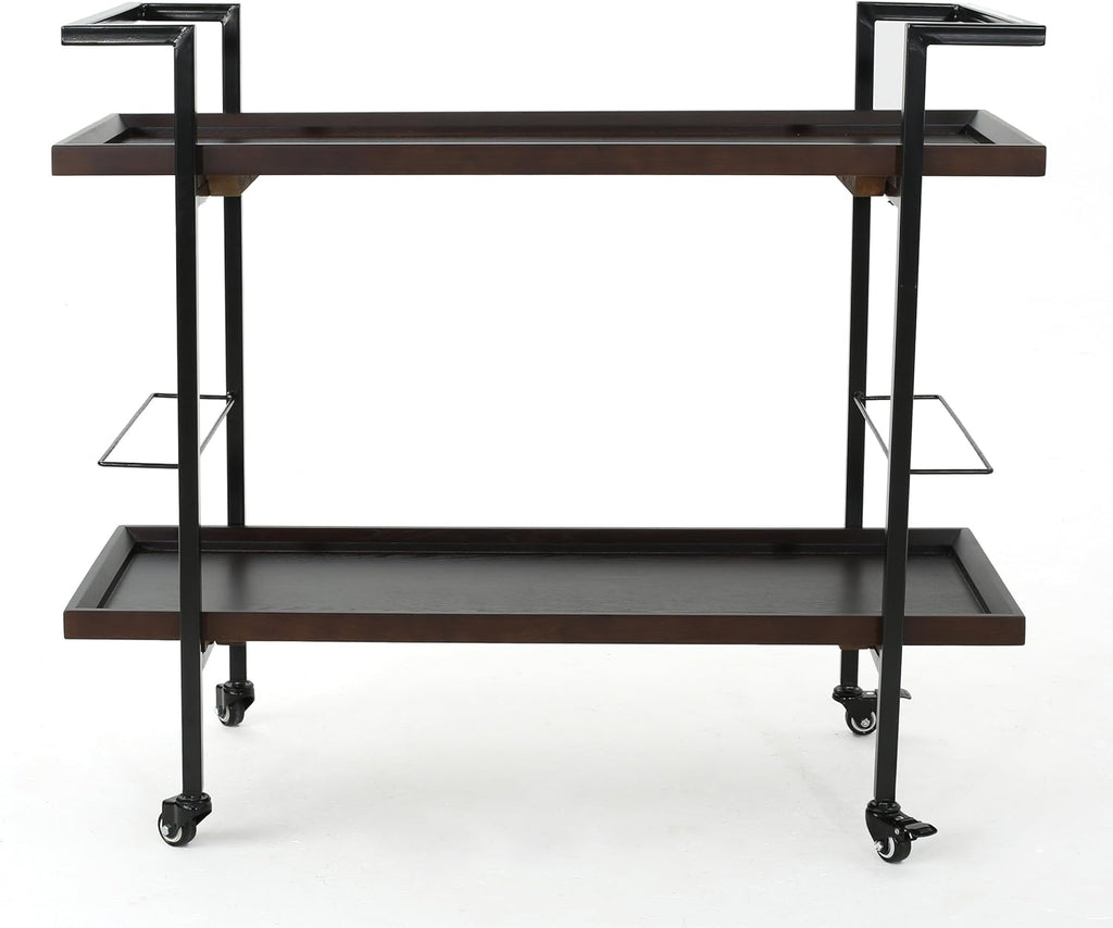 Dark Walnut Wooden Bar Cart C74823