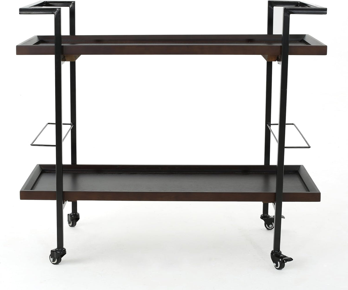Dark Walnut Wooden Bar Cart C74823