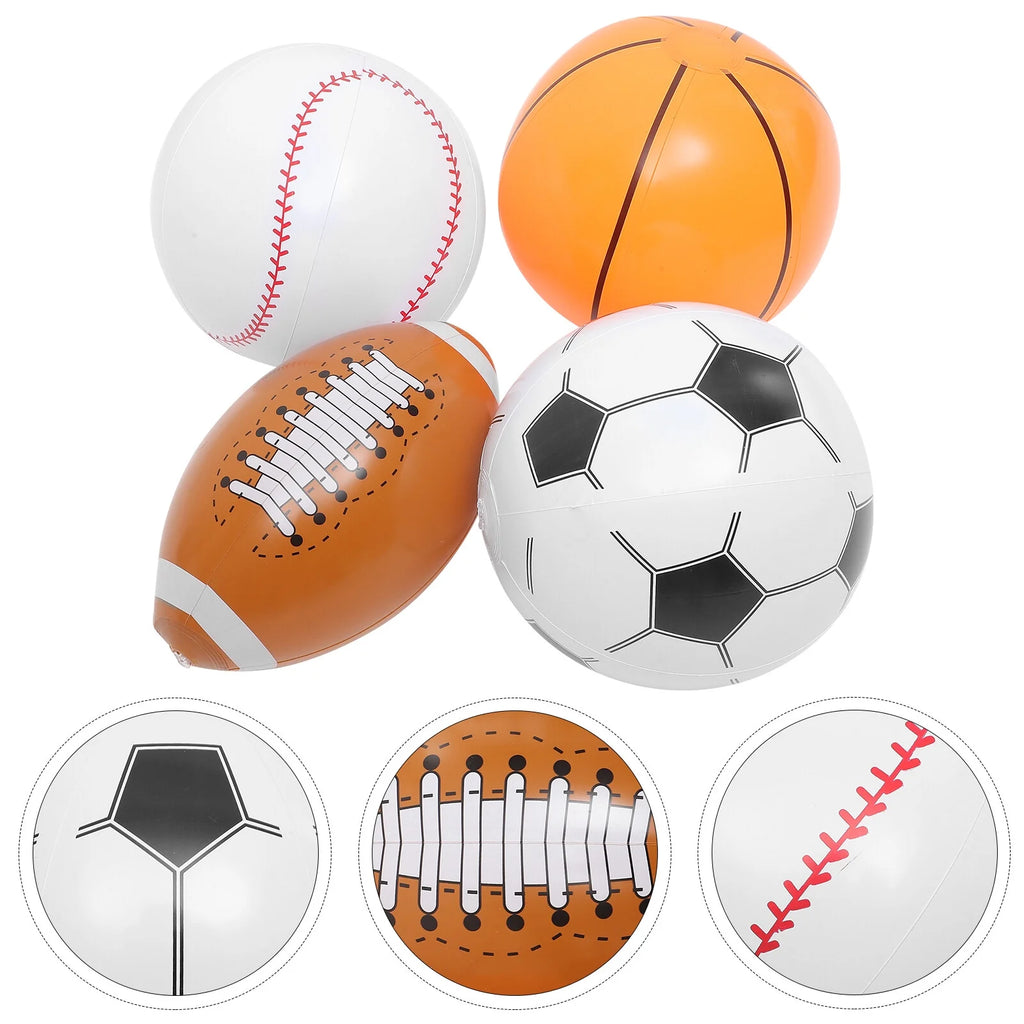 4pcs Inflatable Beach Ball Soccer Basketball Baseball T870