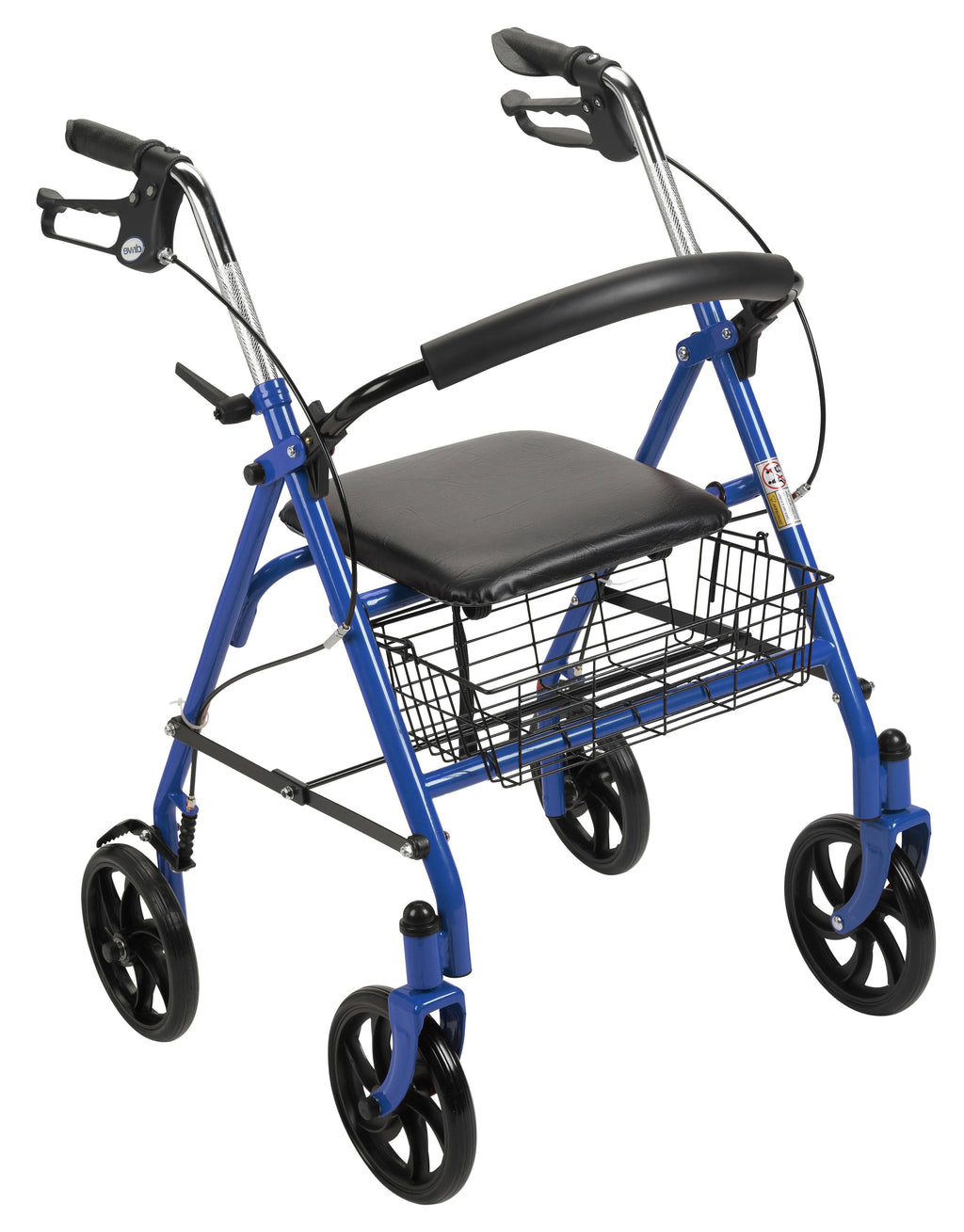 Blue Four Wheel Rollator Walker with Removable Back Support E610