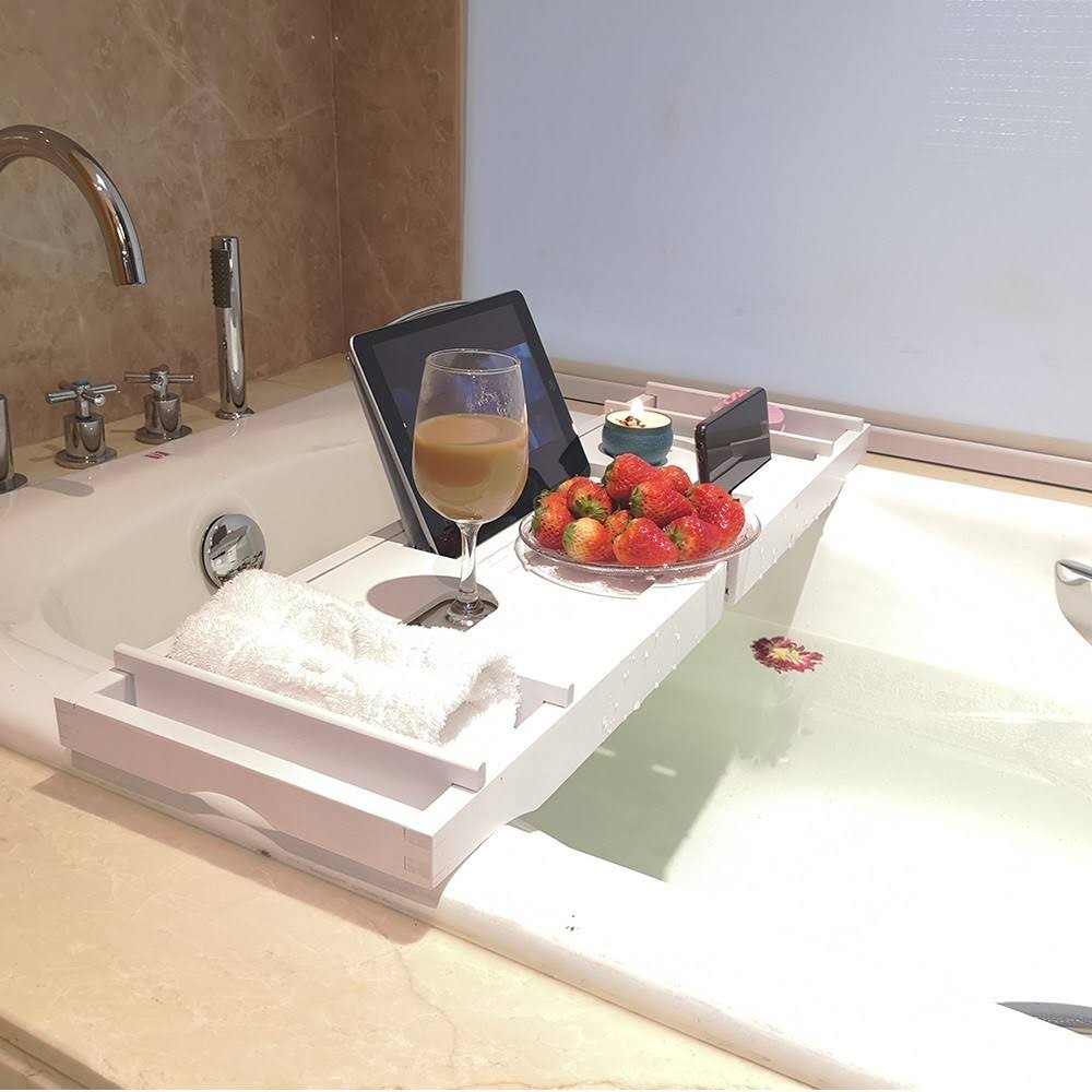 Bamboo Bathtub Caddy Tray Organizer R3984