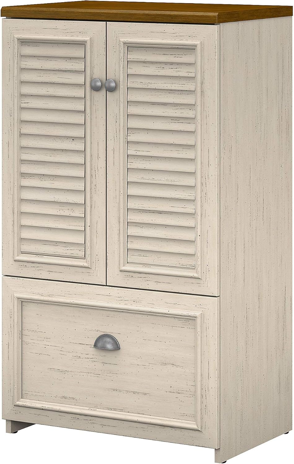 2 Door Storage Cabinet with File Drawer, Cape Cod Gray I545243
