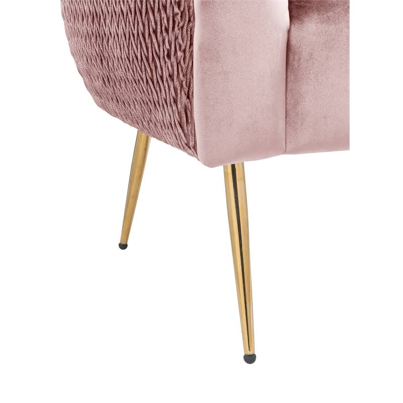 Blush Pink Velvet Barrel Accent Chair with Metal Legs G41992